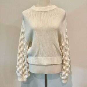 COPY - Divided Cream Bobble Sleeve Pull Over Oversized Chunky Crew Neck Sweater